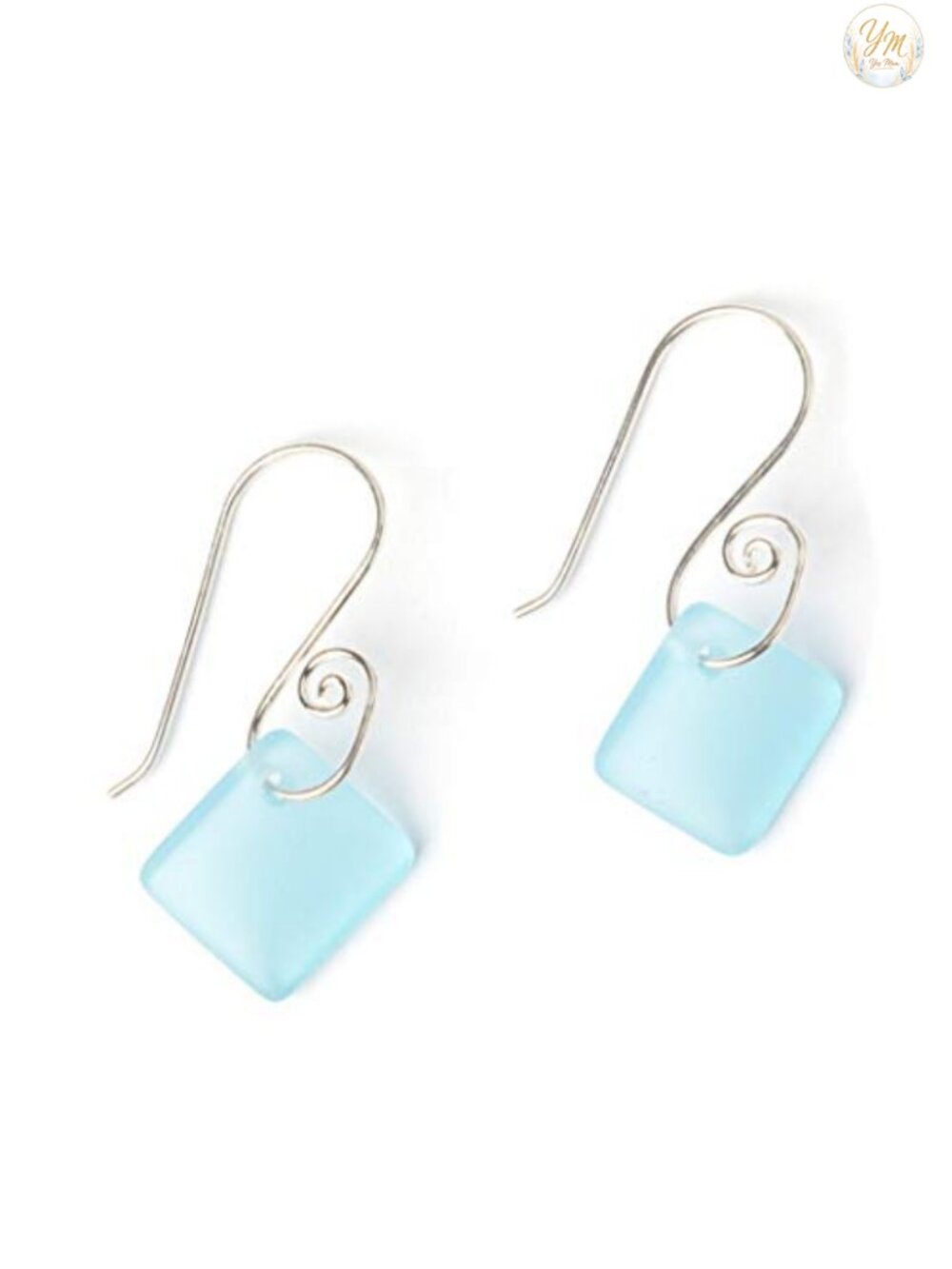 French Curve Sea Glass Earrings Sterling Silver Drop Dangle Beach Women